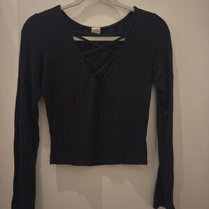 Womens black going out long sleeve sexy top